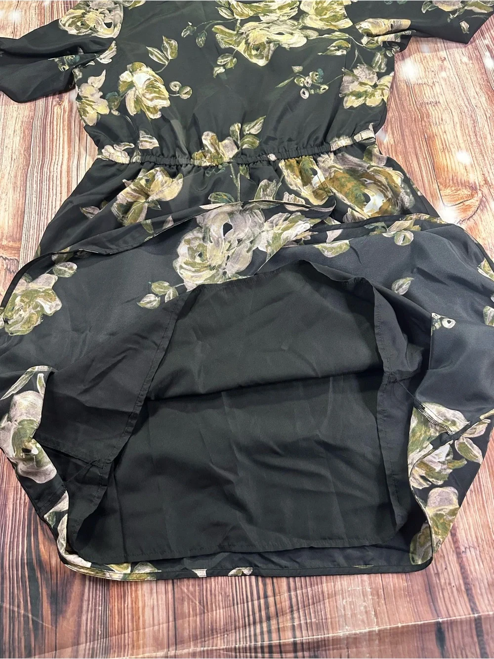 NWT J. Crew Black Floral Long Sleeve Tulip Hem Dress - Size 8  Polyester